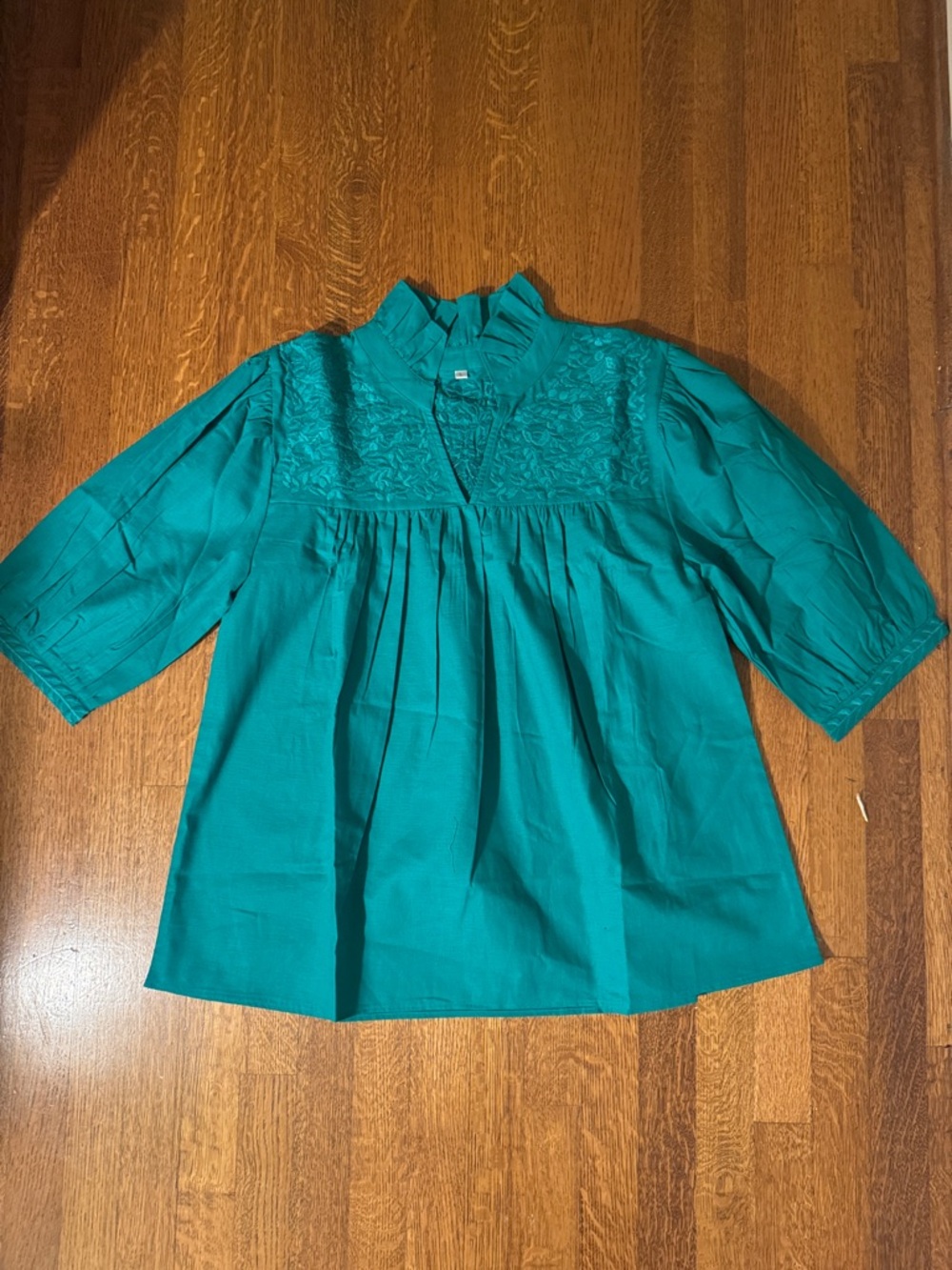 Spirit Dress Blouse with Embroidered Yoke